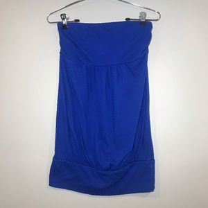 Blue Strapless Bandeau-Style Tube Top